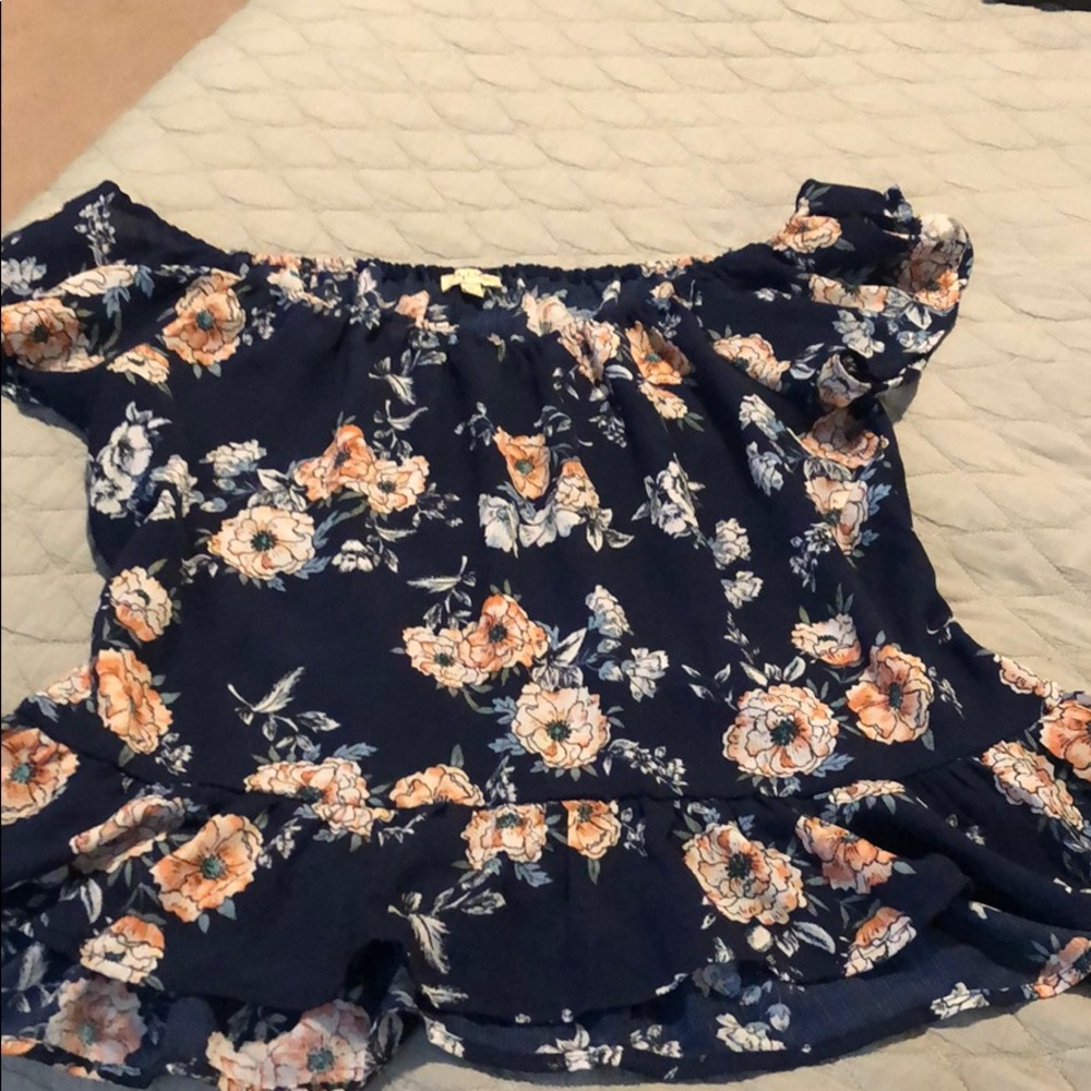 Navy floral off the shoulder